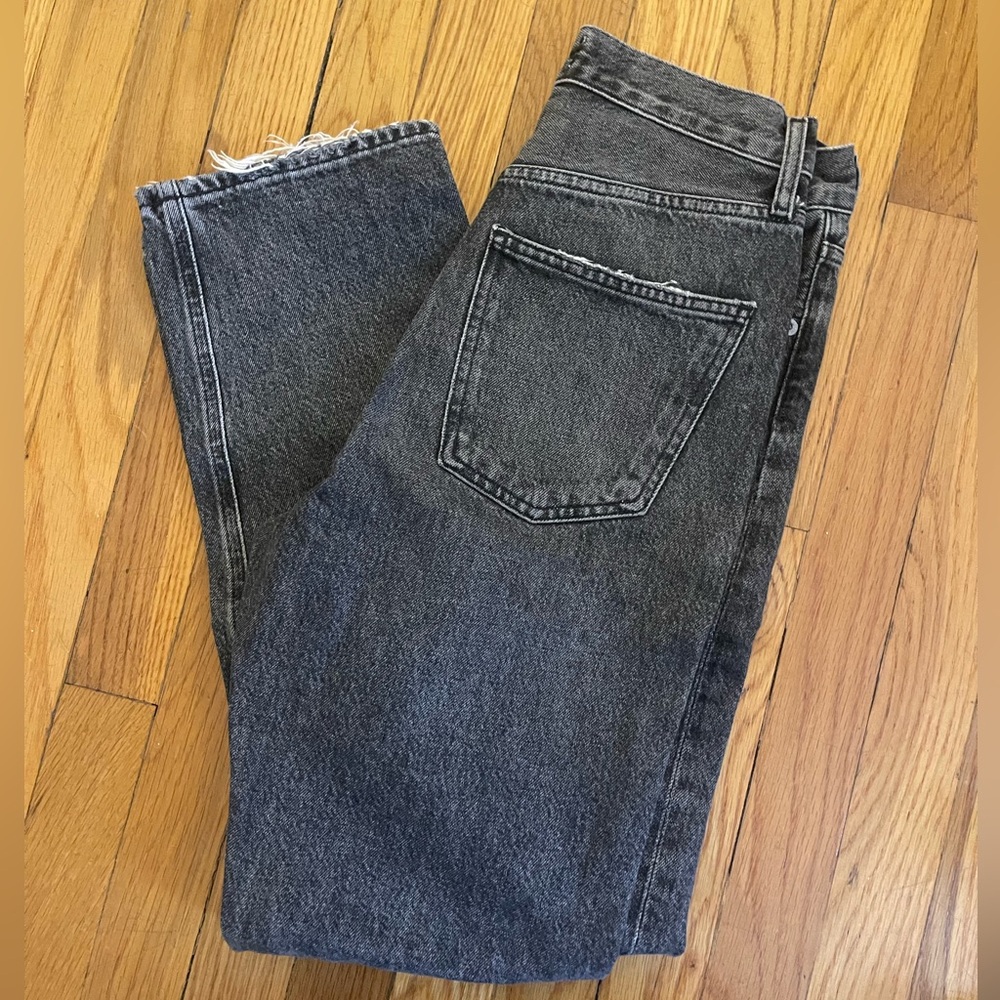 Agolde 90’s Mid Rise Loose Jeans Washed Black Ripped Denim - Picture 5 of 6